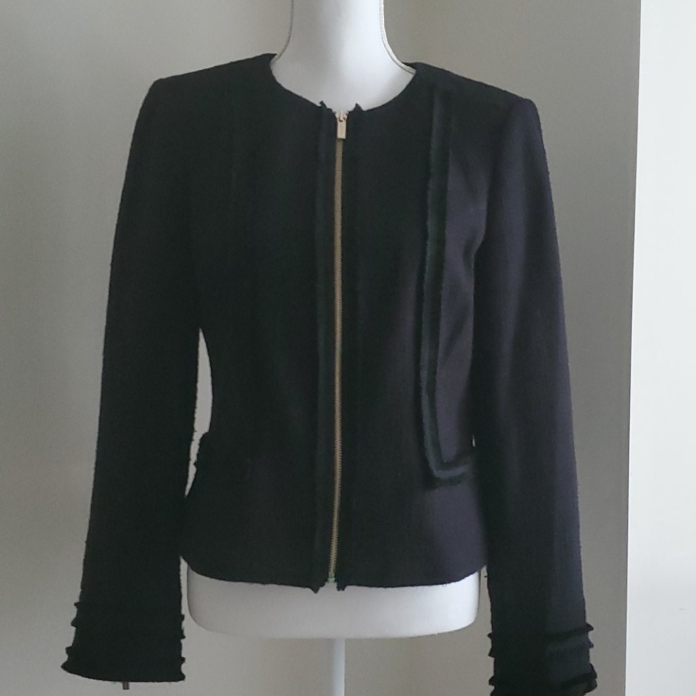Karl Lagerfeld black fringe accent jacket
